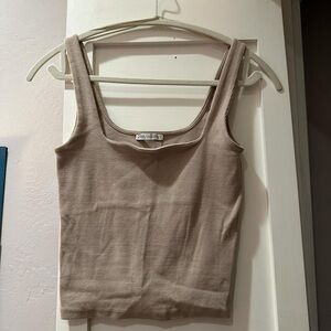 Zara Women's Tan Ribbed Tank Top